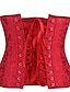 cheap Corsets-Corset Women&#039;s Black White Red Cotton Modal Underbust Corset Lace Up Jacquard