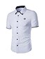 billige Herre Toppe-Herre Farveblok Ensfarvet T-shirt Chic &amp; Moderne Daglig Arbejde Hvid / Sort / Sommer / Kortærmet
