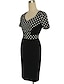 baratos Vestidos de mulher-Mulheres Para Noite Vintage / Casual / Moda de Rua Algodão Tubinho Vestido Poá Decote V Cintura Alta Altura dos Joelhos