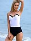 cheap Women&#039;s Swimwear &amp; Bikinis-Women&#039;s Vintage One-piece Swimsuit Color Block Halter Neck Swimwear Bathing Suits Black / White