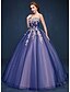 cheap Evening Dresses-Ball Gown Color Block Formal Evening Dress Strapless Sleeveless Floor Length Tulle with Appliques 2020