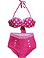 cheap Women&#039;s Swimwear &amp; Bikinis-Women&#039;s Dot Retro Halter Neck Fuchsia Bikini Swimwear Swimsuit Fuchsia