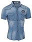 abordables Chemises Homme-Chemise Homme, Mosaïque - Coton Travail Bleu de minuit / Manches Courtes