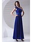 cheap Bridesmaid Dresses-A-Line One Shoulder Ankle Length Chiffon Bridesmaid Dress with Draping / Flower / Pleats by LAN TING BRIDE®