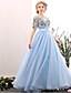 cheap Prom Dresses-Ball Gown Dress Formal Evening Floor Length Jewel Neck Tulle with Beading Embroidery 2024