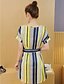 cheap Women&#039;s Dresses-Women&#039;s Work Simple A Line Dress - Striped Summer Yellow Blue