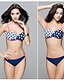 voordelige Bikini&#039;s &amp; Badmode-Dames Bandeau Gestipt Push-Up Halter Donkerblauw Lichtblauw Bikini Zwemkleding Zwempak S M L Donkerblauw