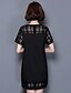 preiswerte Damenkleider-Damen Übergrössen Street Schick T Shirt Kleid - Ausgeschnitten, Solide Übers Knie Schwarz