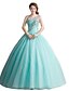 cheap Evening Dresses-Ball Gown Vintage Inspired Formal Evening Dress One Shoulder Sleeveless Floor Length Tulle with Crystals 2020