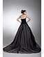 Χαμηλού Κόστους Βραδινά Φορέματα-Γραμμή Α Μπλοκ χρωμάτων Φόρεμα Επίσημο Βραδινό Ουρά μέτριου μήκους Αμάνικο Λαιμός Τούλι με Χάντρες Διακοσμητικά Επιράμματα 2024