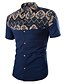 זול חולצות טוקסידו לגברים-בגדי ריקוד גברים חולצה צווארון קלאסי שחור כחול כהה בז&#039; שרוולים קצרים מידות גדולות יומי דפוס צמרות / קיץ / קיץ
