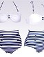 baratos Biquínis e Roupas de Banho Femininas-Mulheres Roupa de Banho Biquíni roupa de banho Preto Azul Escuro Halter pescoço Fatos de banho Retro Cintura-Alta