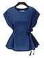 abordables Chemises Pour Femme-Chemisier Femme, Couleur Pleine - Coton Noeud Chic de Rue / Punk &amp; Gothique Bleu de minuit M / Eté