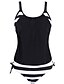 cheap One-piece swimsuits-Women&#039;s Plus Size Sports Multi-piece Swimsuit Cut Out Striped Strap Swimwear Bathing Suits Black Blue Dark Blue Gray / Sexy