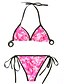 cheap Women&#039;s Swimwear &amp; Bikinis-Women&#039;s Sports Halter Neck Fuchsia Bikini Swimwear Swimsuit - Print Fuchsia