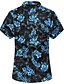 cheap Men&#039;s Dress Shirts-Men&#039;s Shirt Dress Shirt Floral Classic Collar Yellow Blue Short Sleeve Plus Size Beach Print Slim Tops Boho / Summer / Summer