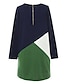 voordelige Mini-jurken-Vrouwen Casual/Dagelijks Vintage Ruimvallend Jurk Patchwork-Ronde hals Mini Lange mouw Meerkleurig Polyester Alle seizoenen