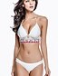 cheap Women&#039;s Swimwear &amp; Bikinis-Women&#039;s Push-up Boho Halter Neck White Black Bikini Swimwear Swimsuit S M L White