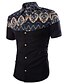 cheap Men&#039;s Tuxedo Shirts-Men&#039;s Shirt Classic Collar Black Navy Blue Beige Short Sleeve Plus Size Daily Print Tops / Summer / Summer