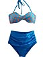 preiswerte Bikinis und Bademode-Damen Retro Halter Blau Bandeau Hohe Taillenlinie Bikinis Bademode Badeanzug - Punkt Rückenfrei S M L Blau