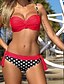 preiswerte Bikinis-Damen Bandeau Bikinis Badeanzug Druck Punkt Gurt Bademode Badeanzüge Rot Rosa