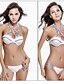 cheap Women&#039;s Swimwear &amp; Bikinis-Women&#039;s Push-up Retro Halter Neck White Black Light Blue Bikini Swimwear Swimsuit White