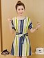 cheap Women&#039;s Dresses-Women&#039;s Work Simple A Line Dress - Striped Summer Yellow Blue