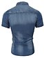abordables Chemises Homme-Chemise Homme, Mosaïque - Coton Travail Bleu de minuit / Manches Courtes