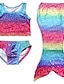 Недорогие Плавательные костюмы-Дети (1-4 лет) Девочки Пляж Радужный Без рукавов Купальник