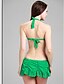 cheap Bikinis-Women&#039;s Plus Size Halter Neck Black Watermelon Green Bandeau Skirt Bikini Swimwear Swimsuit - Solid Colored Ruffle M L XL Black