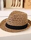 billige Hatter til kvinner-Unisex Vintage Søtt Fritid Fedora,Vår Sommer Solid Strå Kakifarget