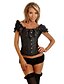 abordables Corsets et lingerie sculptante-Corset Femme Noir Blanche Corset Overbust Lacet Jacquard