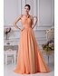 cheap Prom Dresses-A-Line Open Back Prom Formal Evening Dress Halter Neck Sleeveless Floor Length Chiffon with Pleats Beading 2020