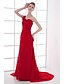 זול שמלות ערב-מעטפת \ עמוד אלגנטית ערב רישמי שמלה כתפיה אחת ללא שרוולים שובל קורט שיפון עם קפלים 2020