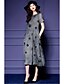 cheap Women&#039;s Dresses-Women&#039;s Going out Street chic A Line Dress,Polka Dot Round Neck Midi Short Sleeve Gray Silk Summer