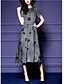 cheap Women&#039;s Dresses-Women&#039;s Going out Street chic A Line Dress,Polka Dot Round Neck Midi Short Sleeve Gray Silk Summer
