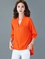 billige Bluser og skjorter til kvinner-V-hals Store størrelser Bluse Dame - Ensfarget, Rynket