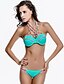 cheap Women&#039;s Swimwear &amp; Bikinis-Women&#039;s Push-up Retro Halter Neck White Black Light Blue Bikini Swimwear Swimsuit White