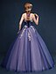 Χαμηλού Κόστους Βραδινά Φορέματα-Βραδινή τουαλέτα Μπλοκ χρωμάτων Επίσημο Βραδινό Φόρεμα Στράπλες Αμάνικο Μακρύ Τούλι με Διακοσμητικά Επιράμματα 2020