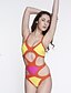 preiswerte Bikinis und Bademode-Damen Geometrisch Muster Sport Push-Up Einteiler Badeanzug Schachbrett Riemchen Bademode Badeanzüge Weiß Gelb Rosa