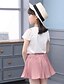 cheap Sets-Girls&#039; Floral Ruffle Casual / Daily Color Block Short Sleeves Clothing Set Pink
