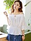cheap Women&#039;s Blouses &amp; Shirts-Women&#039;s Street chic Petal Sleeves Cotton Blouse - Solid Colored Peplum / Ruched Boat Neck
