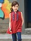 preiswerte Mode für Mädchen-Mädchen Hemd Alltag Polyester Sommer Ärmellos Blumig Punkt Rot