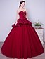cheap Evening Dresses-Ball Gown Vintage Inspired Formal Evening Dress Strapless Sleeveless Floor Length Lace Satin Tulle with Bow(s) Beading 2020