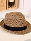 voordelige Dameshoeden-Uniseks Vintage Schattig Informeel Lente Zomer Stro Effen Fedora hoed Khaki