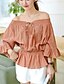 cheap Women&#039;s Blouses &amp; Shirts-Women&#039;s Street chic Petal Sleeves Cotton Blouse - Solid Colored Peplum / Ruched Boat Neck