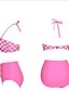 cheap Women&#039;s Swimwear &amp; Bikinis-Women&#039;s Dot Retro Halter Neck Fuchsia Bikini Swimwear Swimsuit Fuchsia