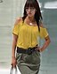 cheap Plus Size Tops-Women&#039;s T shirt Solid Colored Plus Size Off Shoulder Strap Casual / Daily Cut Out Short Sleeve Tops Streetwear White Black Khaki