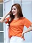 cheap Women&#039;s T-shirts-Women&#039;s Going out Street chic T-shirt,Solid Round Neck Short Sleeve Orange Cotton Medium