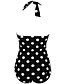 זול בגדי ים חלק אחד-שחור L XL XXL דפוס מנוקד, בגדי ים חלק אחד (שלם) תחתונים שחור אדום כחול קולר וינטאג&#039; בגדי ריקוד נשים